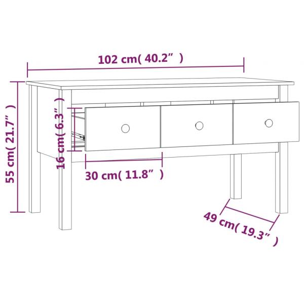 Couchtisch Grau 102x49x55 cm Massivholz Kiefer