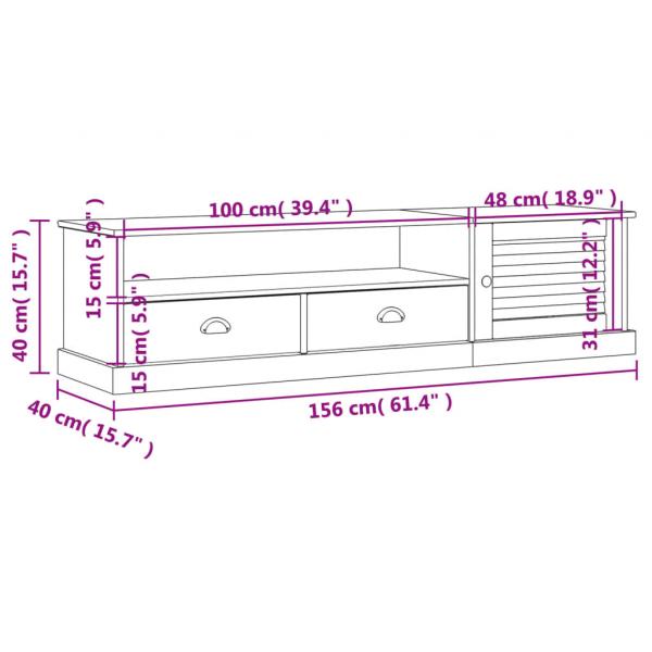 TV-Schrank VIGO 156x40x40 cm Massivholz Kiefer