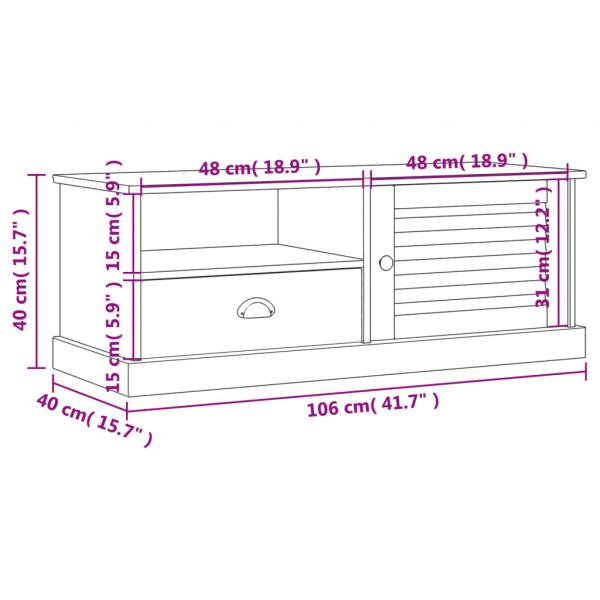 TV-Schrank VIGO Grau 106x40x40 cm Massivholz Kiefer