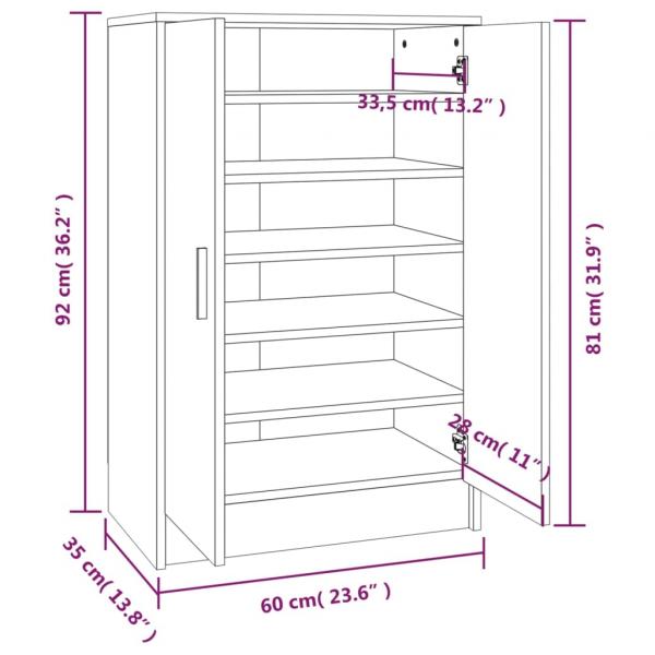 Schuhschrank Räuchereiche 60x35x92 cm Holzwerkstoff