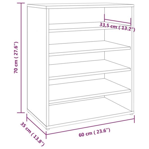 Schuhschrank Braun Eichen-Optik 60x35x70 cm Holzwerkstoff