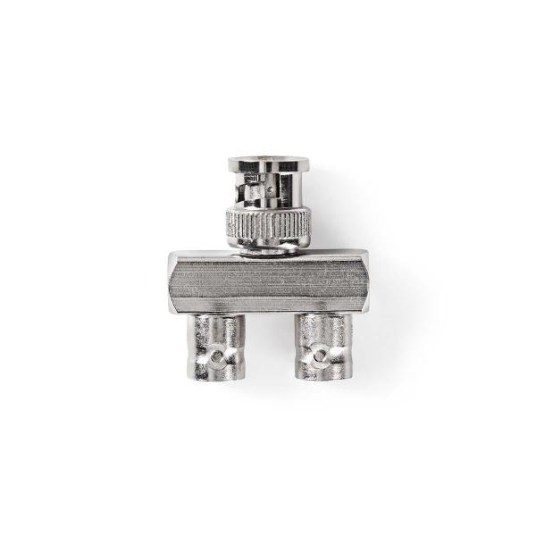 ARDEBO.de - BNC-Adapter | BNC-Stecker | 2x BNC-Buchse | Vernickelt | 50 Ohm | Verteiler | Metall | Silber | 10 Stück | Plastikbeutel