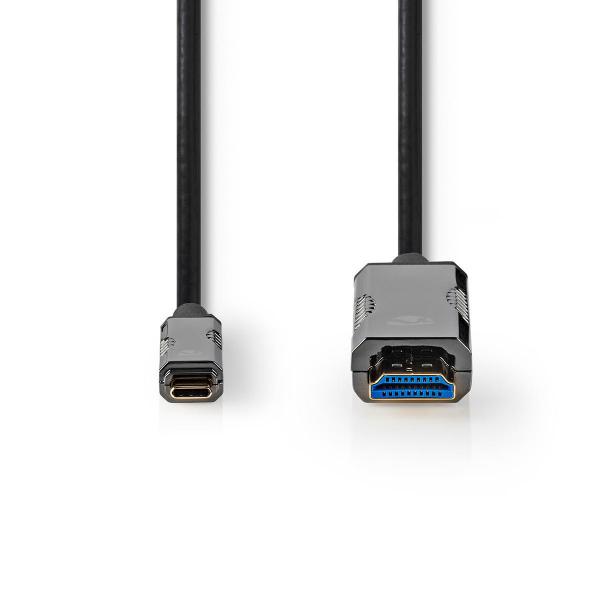 optische USB-Kabel (aktiv) | USB-C? Stecker | HDMI? Stecker | 18 Gbps | 5.00 m | Rund | PVC | Schwarz | Kartonverpackung