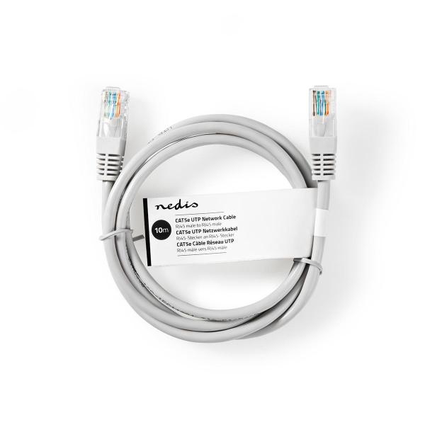 CAT5e-Netzwerkkabel | U/UTP | RJ45 Stecker | RJ45 Stecker | 10.0 m | Rund | PVC | Grau | Aufhänger (Menge: 20 je Bestelleinheit)