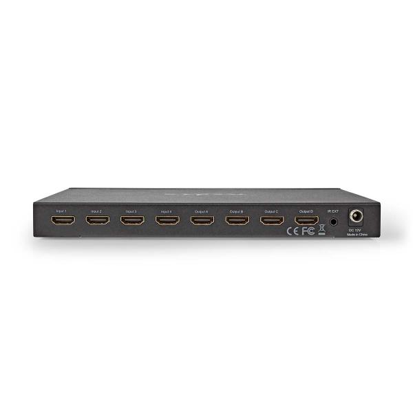 HDMI ? Matrix Switch | 4x 4-Port port(s) | DC Power / 1x RS232 / 4x HDMI? Eingang | 4x HDMI? Ausgang | 4K@60Hz | 18 Gbps | ferngesteuert | Metall | Schwarz