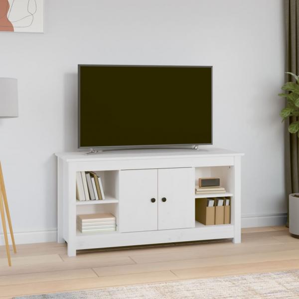 ARDEBO.de - TV-Schrank Weiß 103x36,5x52 cm Massivholz Kiefer