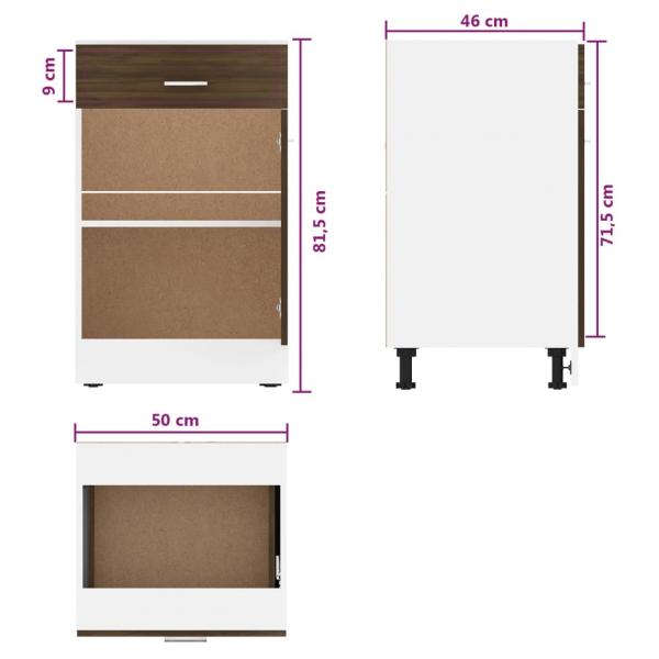 Unterschrank mit Schublade Braun Eiche-Optik 50x46x81,5 cm