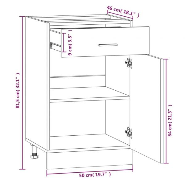 Unterschrank mit Schublade Braun Eiche-Optik 50x46x81,5 cm