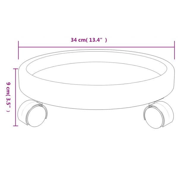 Pflanzenroller mit Rollen 2 Stk. Grau Durchmesser 34 cm 35 kg