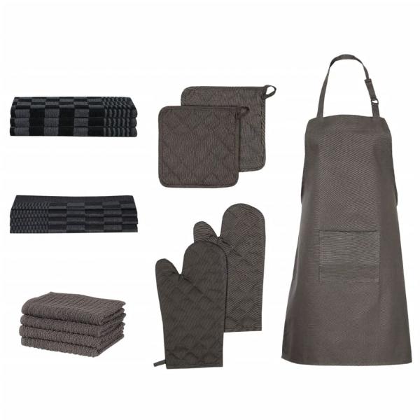 ARDEBO.de - 15-tlg. Handtuch-Set Ofenhandschuhe & Topfhalter Baumwolle