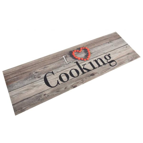 ARDEBO.de - Küchenteppich Waschbar Cooking Grau 60x180 cm Samt