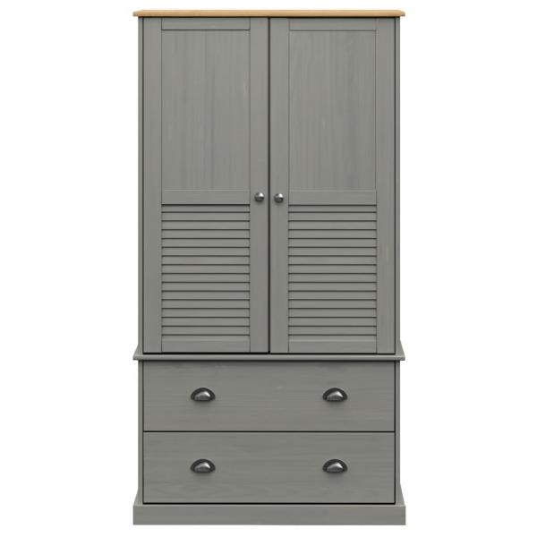 Kleiderschrank VIGO Grau 90x55x176 cm Massivholz Kiefer