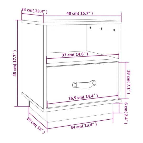 Nachttische 2 Stk. Grau 40x34x45 cm Massivholz Kiefer