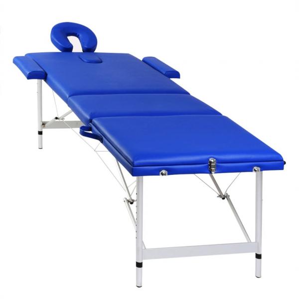 Massagetisch mit Aluminiumrahmen, faltbar 3 Zonen Blau