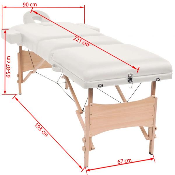 Massageliege 3-Zonen Klappbar 10 cm Sitz Weiß