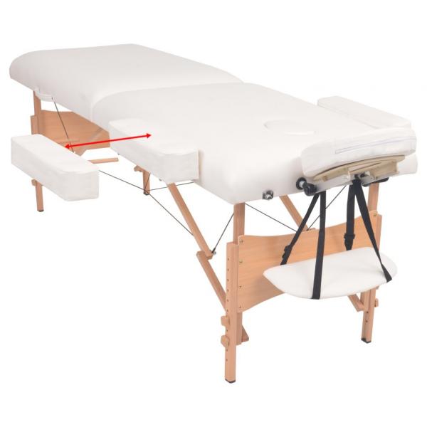 Massageliege 2-Zonen mit Hocker Klappbar 10 cm Sitz Weiß