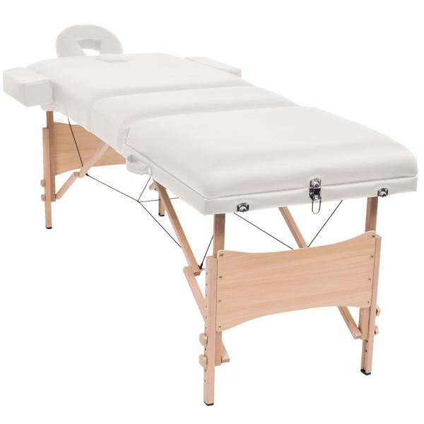 Massageliege 3-Zonen mit Hocker Klappbar 10 cm Sitz Weiß