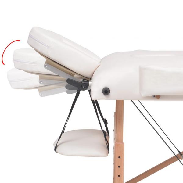 Massageliege 3-Zonen mit Hocker Klappbar 10 cm Sitz Weiß