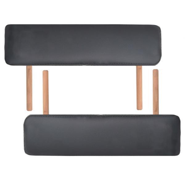 Massageliege 3-Zonen mit Hocker Klappbar 10 cm Sitz Schwarz