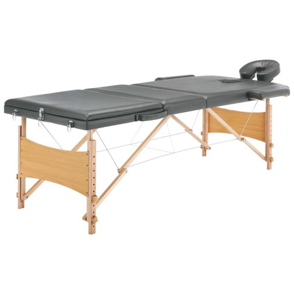 ARDEBO.de - Massageliege 3-Zonen Holzgestell Anthrazit 186x68 cm