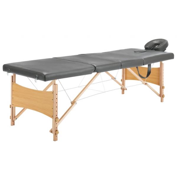 ARDEBO.de - Massageliege 4-Zonen Holzgestell Anthrazit 186x68 cm