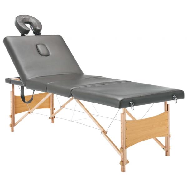 Massageliege 4-Zonen Holzgestell Anthrazit 186x68 cm