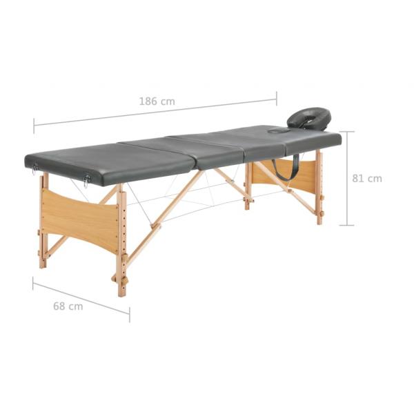 Massageliege 4-Zonen Holzgestell Anthrazit 186x68 cm