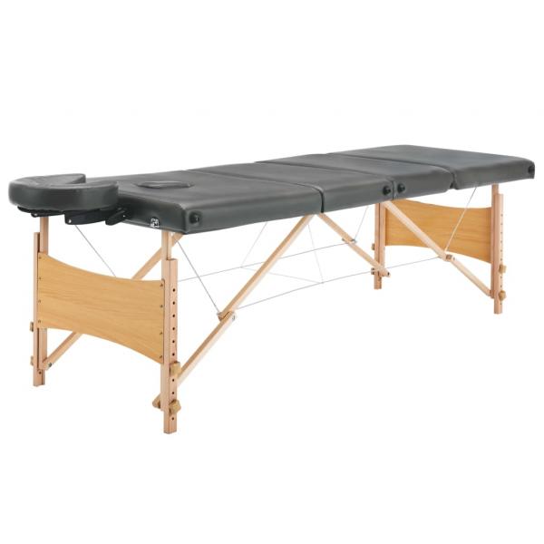 Massageliege 4-Zonen Holzgestell Anthrazit 186x68 cm