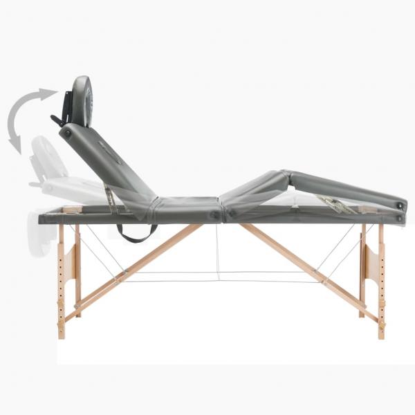 Massageliege 4-Zonen Holzgestell Anthrazit 186x68 cm