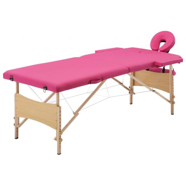 ARDEBO.de - Massageliege Klappbar 2-Zonen mit Holzgestell Rosa