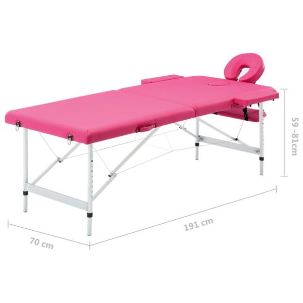 Massageliege Klappbar 2-Zonen mit Aluminiumgestell Rosa