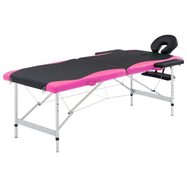 ARDEBO.de - Massageliege Klappbar 2-Zonen Aluminiumgestell Schwarz und Rosa