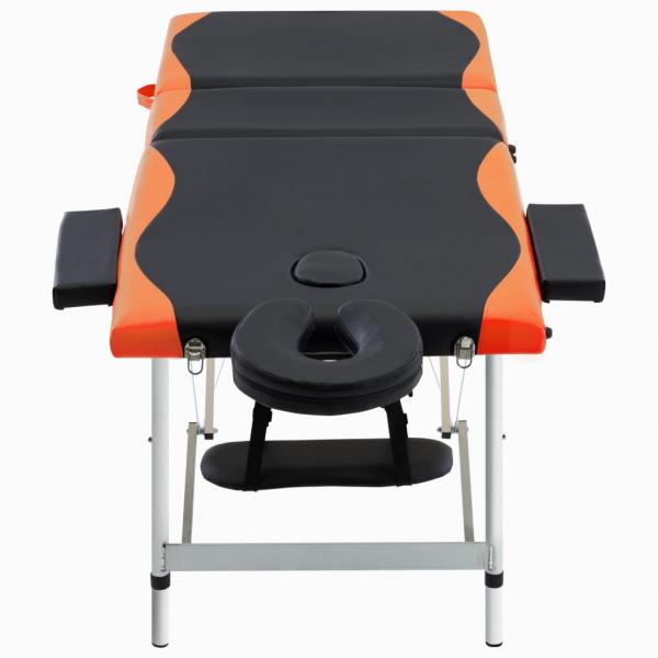 Massagetisch Klappbar 3 Zonen Aluminium Schwarz und Orange