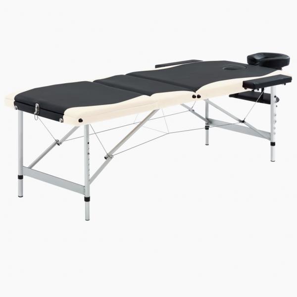 ARDEBO.de - Massageliege Klappbar 3-Zonen Aluminiumgestell Schwarz Beige