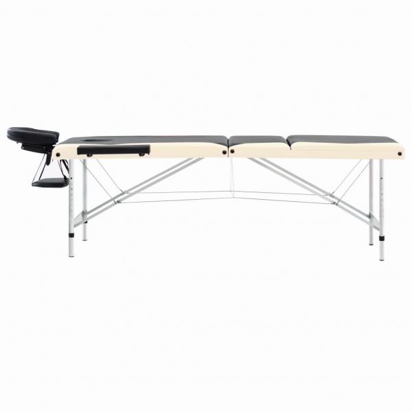 Massageliege Klappbar 3-Zonen Aluminiumgestell Schwarz Beige