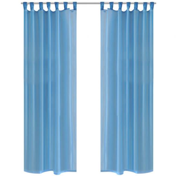 ARDEBO.de - 2 x Transparente Gardine Fertiggardine 140 x 225 cm türkis