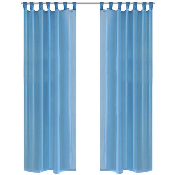 ARDEBO.de - 2 x Transparente Gardine Fertiggardine 140 x 245 cm türkis