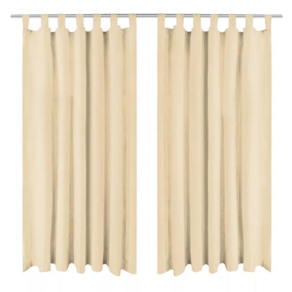 ARDEBO.de - Vorhänge aus Mikro-Satin 2 Stk. mit Schlaufen 140×175 cm Beige