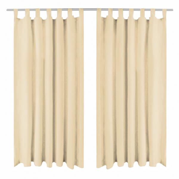 ARDEBO.de - Vorhänge aus Mikro-Satin 2 Stk. mit Schlaufen 140×225 cm Beige