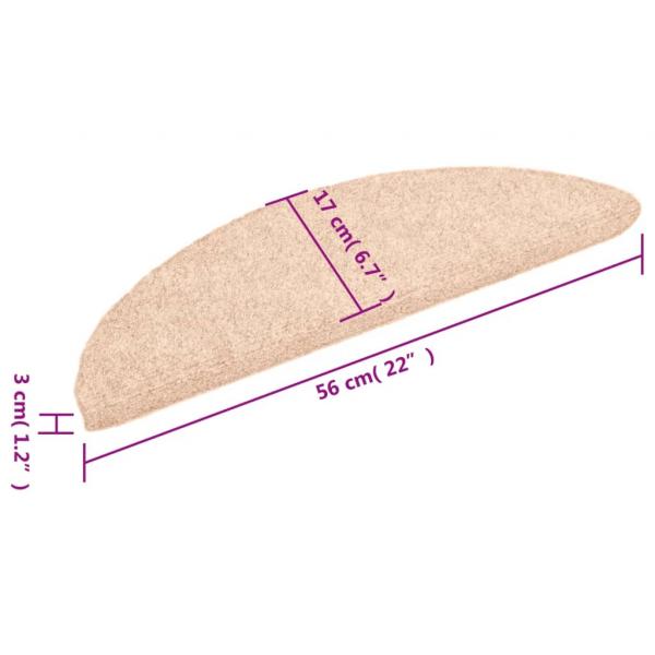 15 Stk. Selbstklebende Treppenmatten Nadelvlies 56x17x3cm Braun