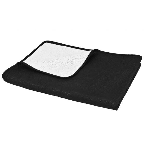 Zweiseitige Tagesdecke Gesteppt 170 x 210 cm Schwarz und Weiß