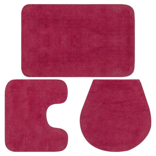 ARDEBO.de - Badematten-Set 3-tlg. Stoff Fuchsia