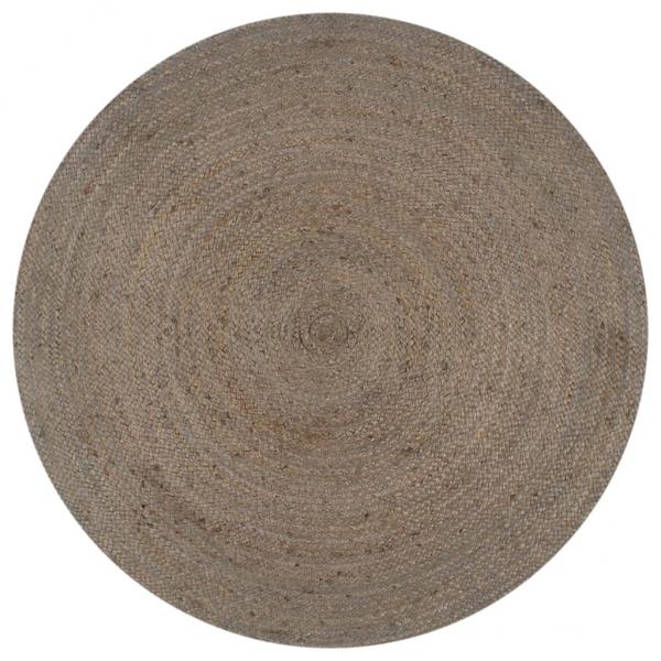 ARDEBO.de -  Teppich Handgefertigt Jute Rund 90 cm Grau