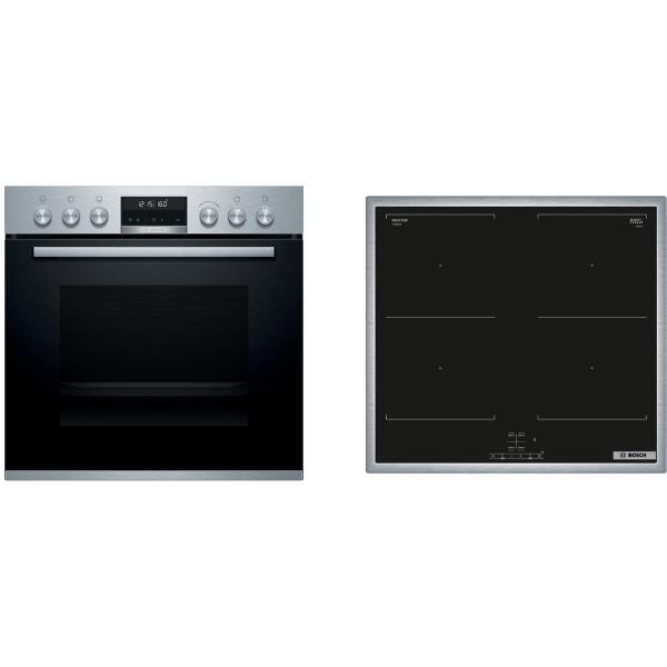 ARDEBO.de Bosch HND677LS66 EEK: A Einbauherd-Set mit Induktionskochfeld (HEB578BS1+NVQ645CB6E), 60cm breit, Combi-Induction, Kindersicherung, 71L, Pyrolyse, edelstahl