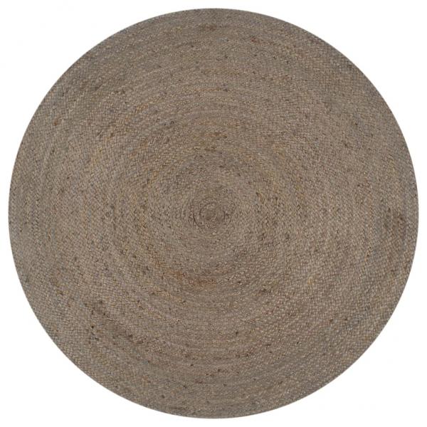 ARDEBO.de - Teppich Handgefertigt Jute Rund 120 cm Grau