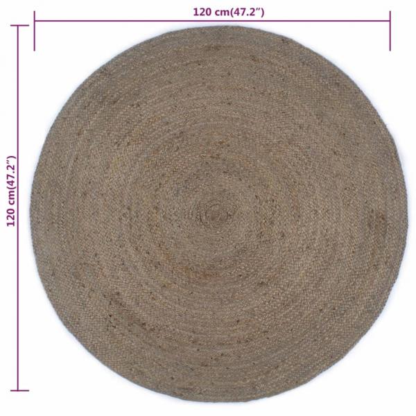 Teppich Handgefertigt Jute Rund 120 cm Grau