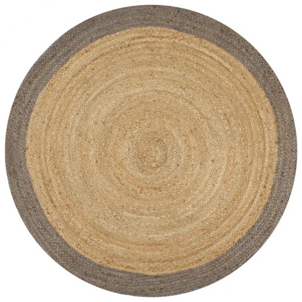 ARDEBO.de - Teppich Handgefertigt Jute mit Grauem Rand 90 cm