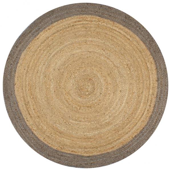 ARDEBO.de - Teppich Handgefertigt Jute mit Grauem Rand 120 cm