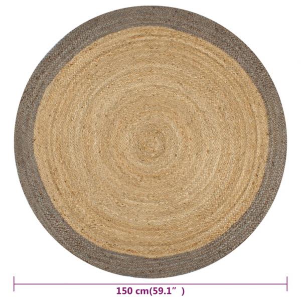 Teppich Handgefertigt Jute mit Grauem Rand 150 cm