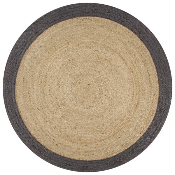 ARDEBO.de - Teppich Handgefertigt Jute mit Dunkelgrauem Rand 90 cm